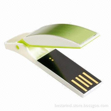 Mini Clip USB Flash Drive, Made of Plastic, UDP Chips, Customized Colors/Logos/Packing are Accepted